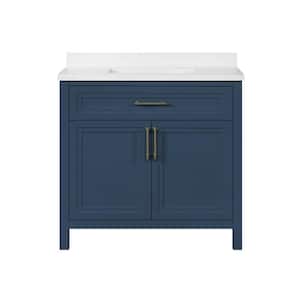 Mayfield 36 in. W x 22 in. D x 34.5 in. H Single Sink Bath Vanity in Grayish Blue with White Cultured Marble Top
