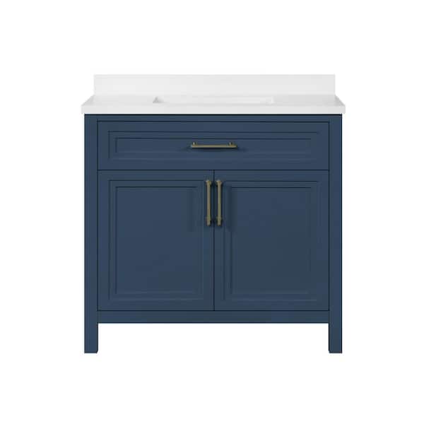 Mayfield 36 in. Single Sink Grayish Blue Bath Vanity with White Engineered Stone Top (Assembled)