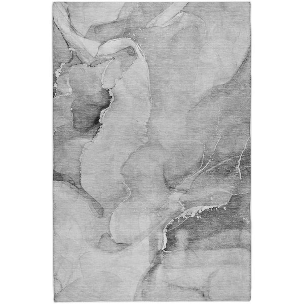 Dream Shag Premium Machine Washable Abstract ADS521 Gray 9 ft. x 12 ft. Area Rug