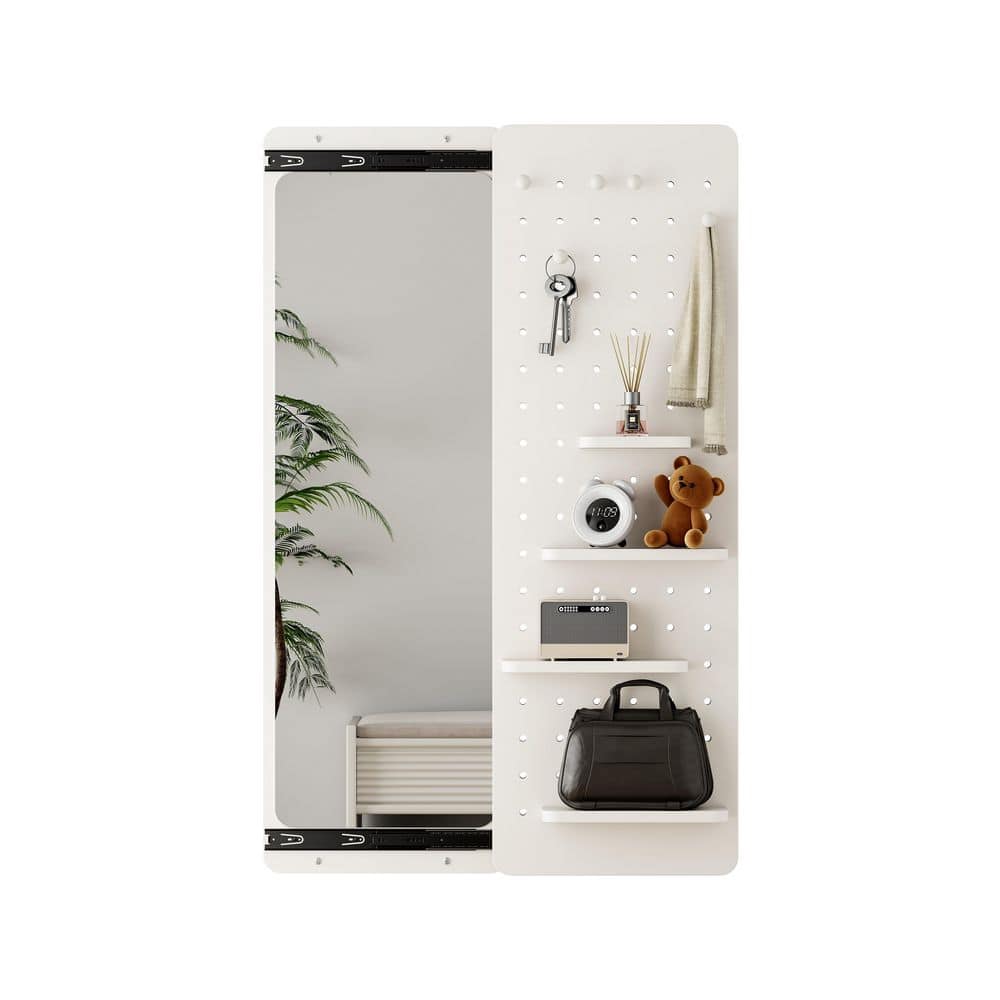 White 47.64 in. W x 15.5 in. H Rectangle Wood Full Length Mirror