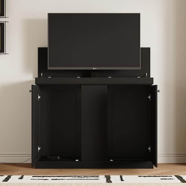 Black TV Stand Fits TVs up to 40-50 in. with Lift Cabinet and Remote Control