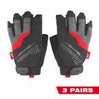 Large Fingerless Work Gloves (3-Pack)