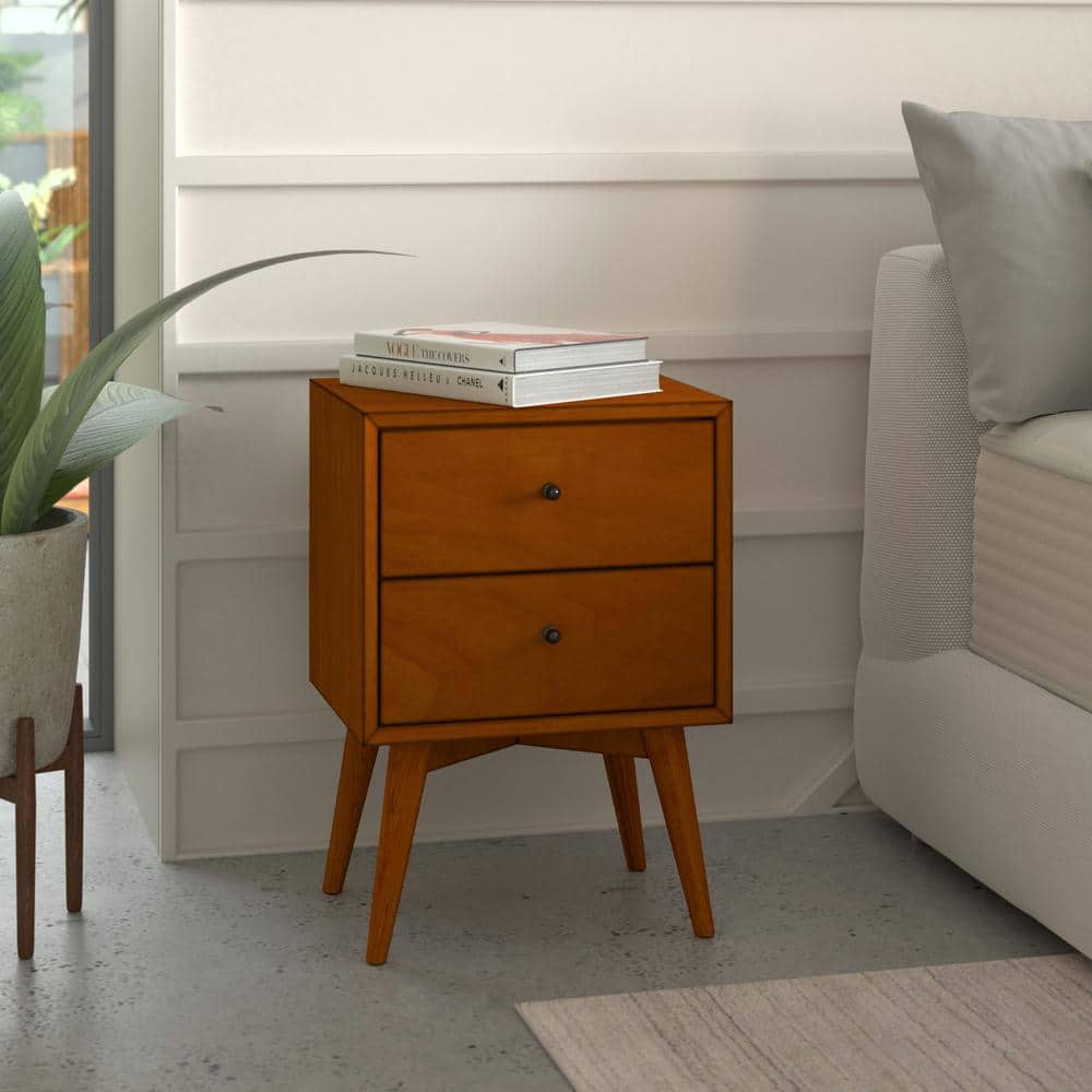 Flynn Acorn Brown Mahogany 2-Drawer Nightstand, 18"W x 15"D x 26"H