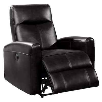 Blane 41 in. H Black Leather Recliner with Power Motion
