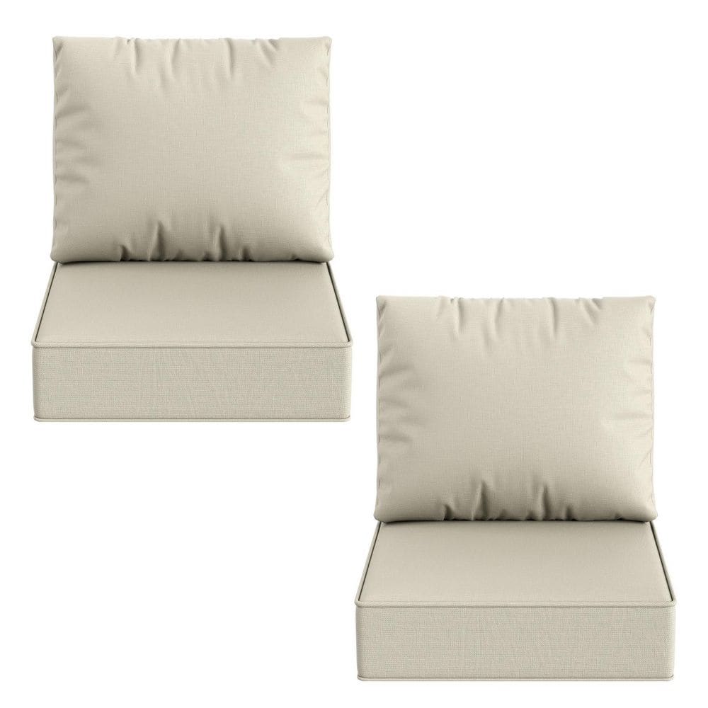 24 in. x 24 in. x 6 in. 2-Piece Olefin Outdoor Cushion Seat Deep Thick Chair Cushion Set Removable Washable Cover, Beige price history on PriceWatchPro