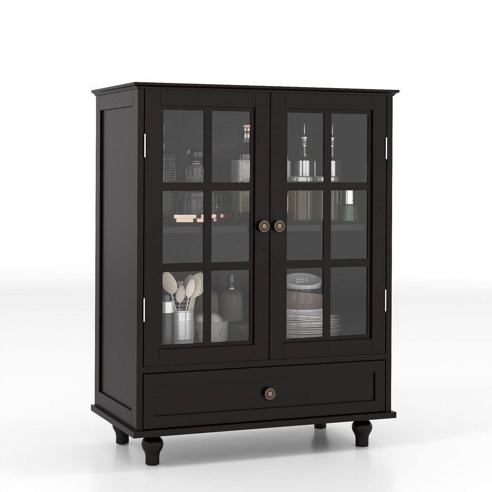28 in. W x 15 in. D x 36.22 in. H Bathroom Black Linen Cabinet