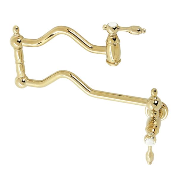 Kingston Brass Tudor Wall Mount Pot Filler Faucets in Polished Brass