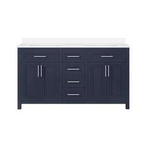 Beaufort 60 in. W x 19 in. D x 34.50 in. H Bath Vanity in Midnight Blue with White Cultured Marble Top