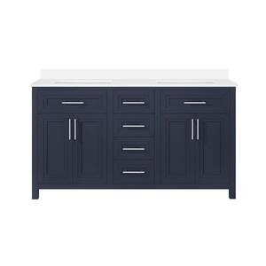 Beaufort 60 in. W x 19 in. D x 34.50 in. H Bath Vanity in Midnight Blue with White Cultured Marble Top