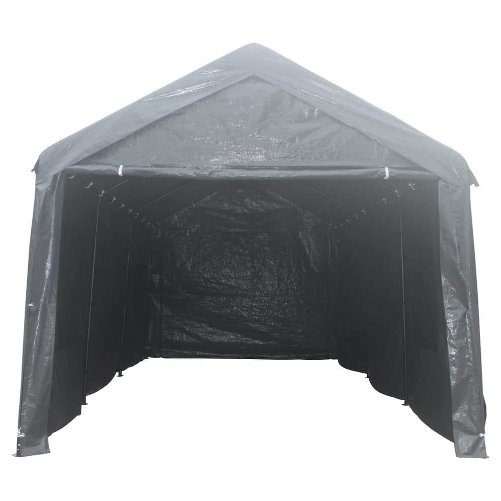 12 ft. W x 20 ft. D x 10 ft. H Gray Outdoor Portable Garage with Ventilated