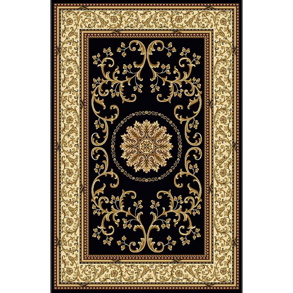 Noble Black 8 ft. x 12 ft. Traditional Medallion Oriental Area Rug