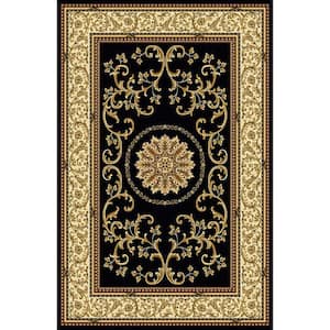 Noble Black 8 ft. x 12 ft. Traditional Medallion Oriental Area Rug