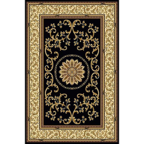 Noble Black 8 ft. x 12 ft. Traditional Medallion Oriental Area Rug