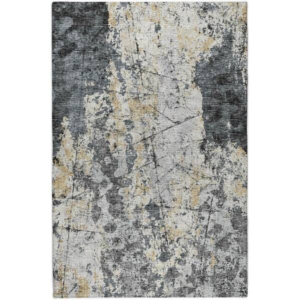 Dream Shag Premium Machine Washable Abstract ADS68 Black 10 ft. x 14 ft. Area Rug
