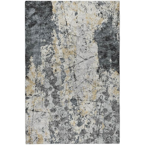 Dream Shag Premium Machine Washable Abstract ADS68 Black 5 ft. x 7 ft. 6 in. Area Rug