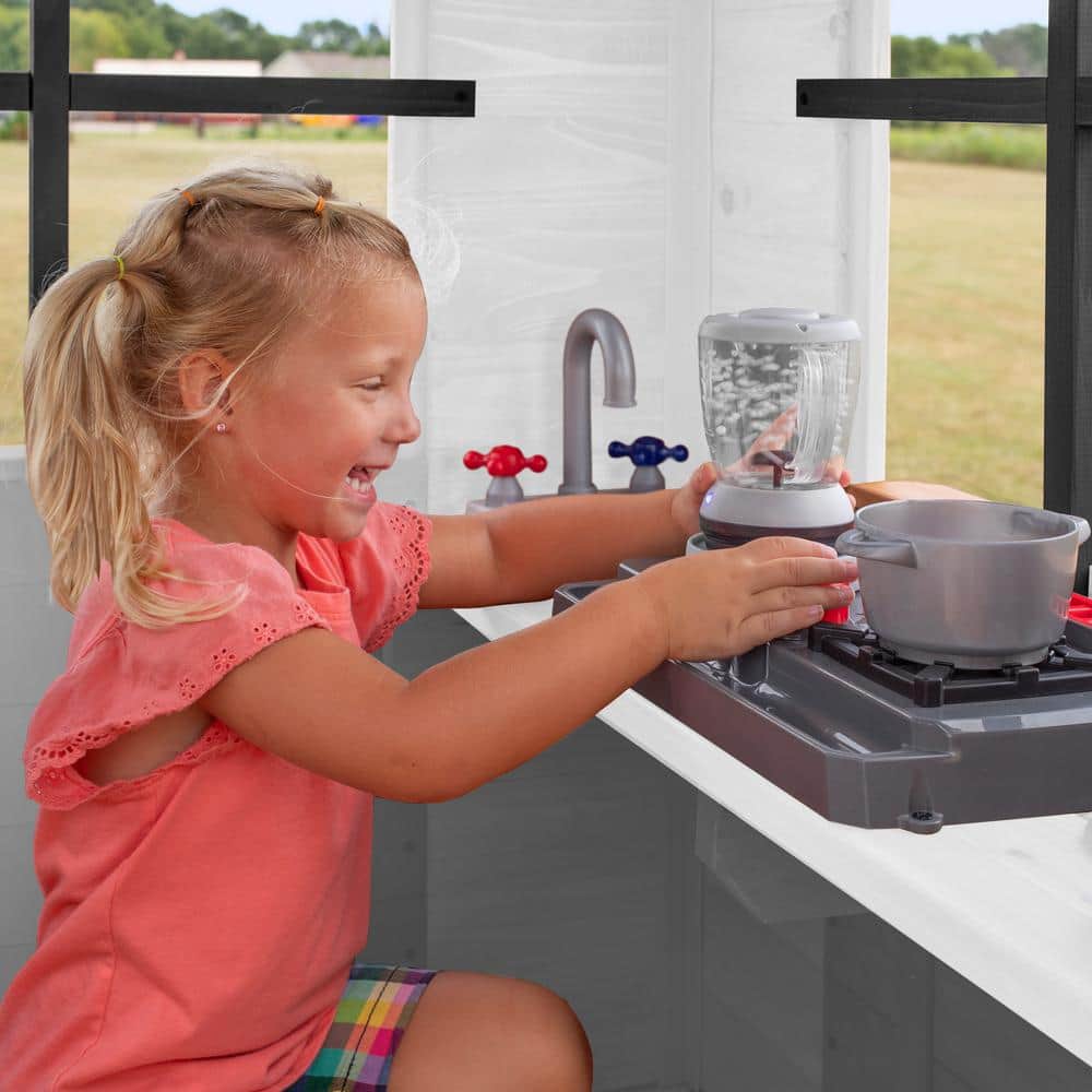 Sweetwater Heights White and Black Elevated Playhouse with Slide