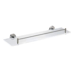 5-1/4 in L x 2-2/5 in. H x 19-7/10 in. W Wall-Mount Tempered Glass Bathroom Shelf in Brushed Nickel