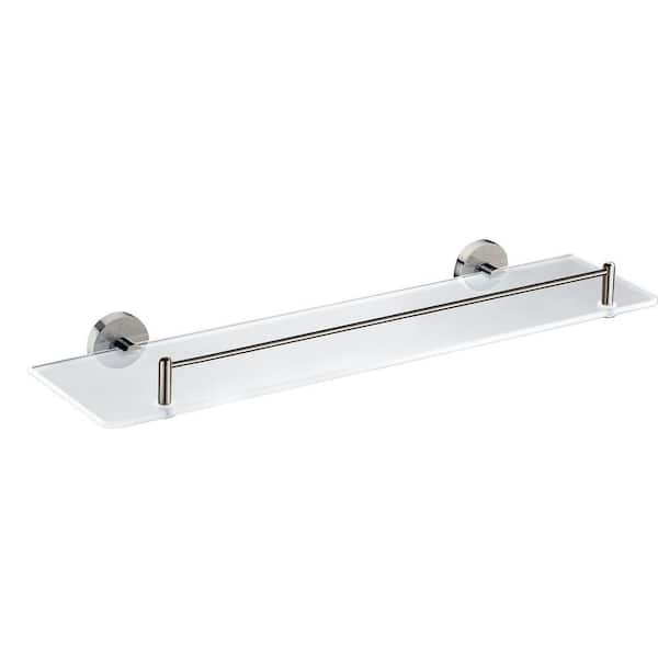ANZZI 5-1/4 in L x 2-2/5 in. H x 19-7/10 in. W Wall-Mount Tempered Glass Bathroom Shelf in Brushed Nickel