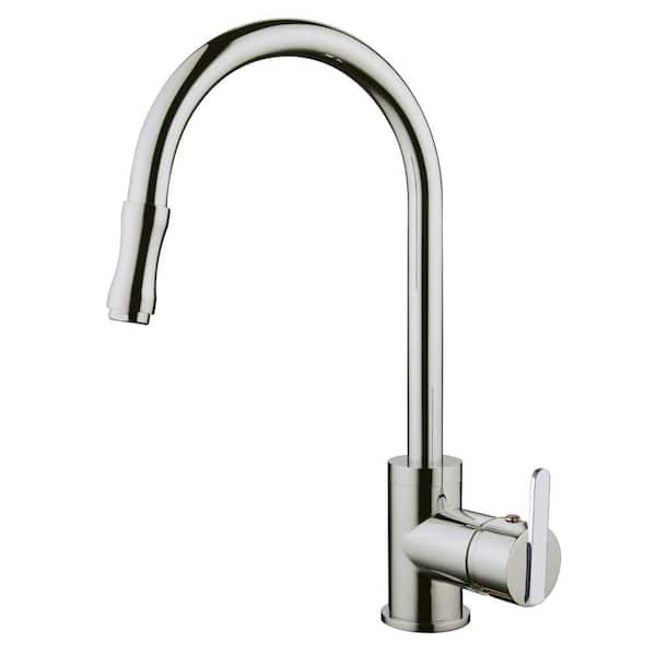 Yosemite Home Decor Single-Handle Pull-Out Sprayer Kitchen Faucet with Base Plate in Brushed Nickel