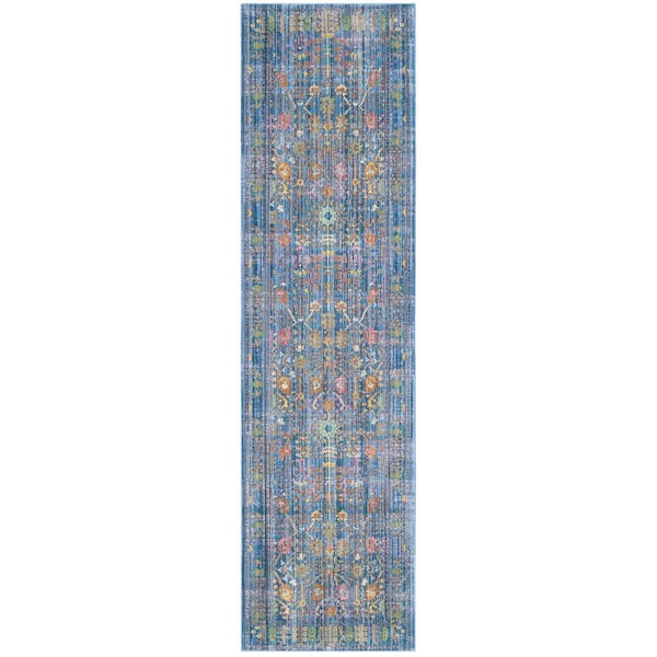 SAFAVIEH Valencia Blue/Multi 2 ft. x 14 ft. Border Runner Rug