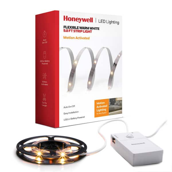 Honeywell 9.8 ft. Motion Activated Flexible LED Warm White Strip Light for Under Cabinet Lighting