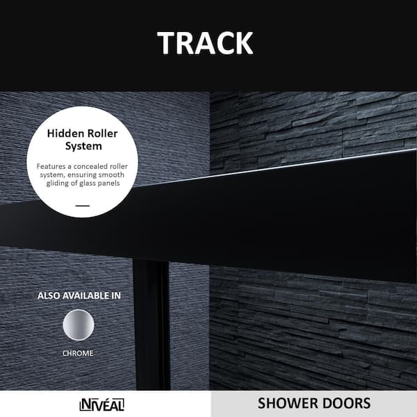 Alvin 59 in. W x 56 in. H Sliding Framed Tub Door in Matte Black Finish