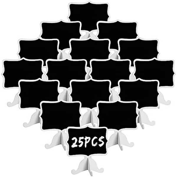 25 Pack Mini Chalkboard Signs with Easel Stand, Wood Small Chalkboards for Table Numbers, Food Labels, Events