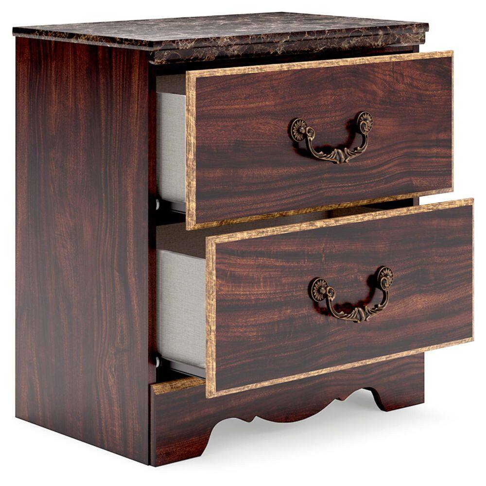 Dark Brown Traditional 2-Drawer Nightstand with USB Port