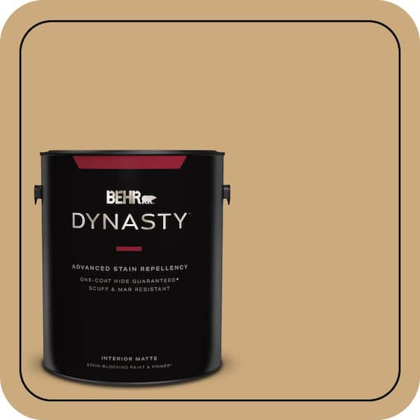 BEHR DYNASTY 1 gal. #S300-4 Flax Straw One-Coat Hide Matte Interior Stain-Blocking Paint & Primer