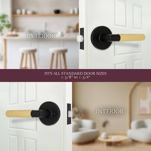 Downing Matte Black / Brushed Gold Passage Hall/Closet Door Lever 4-Pack