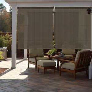 Chocolate Cordless UV Blocking Fade Resistant Polypropylene Outdoor Roller Shade 30 in. W x 66 in. L