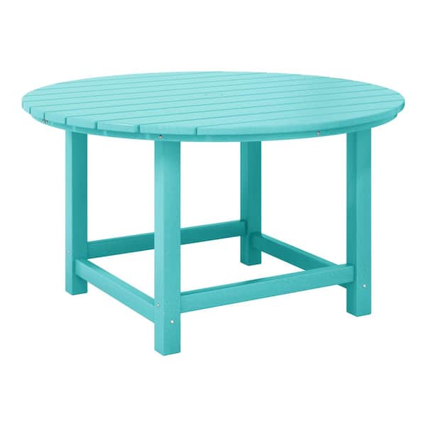 WESTIN OUTDOOR Childrens Laguna Outdoor Patio All Weather Fade Resistant Kids Poly Plastic 38 in.Round Picnic Dining Table in Turquoise