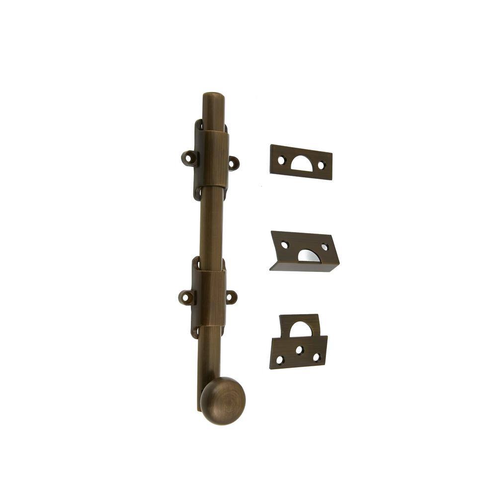 8 in. Heavy-Duty Solid Brass Antique Brass Surface Bolt with Round Knob price history on PriceWatchPro