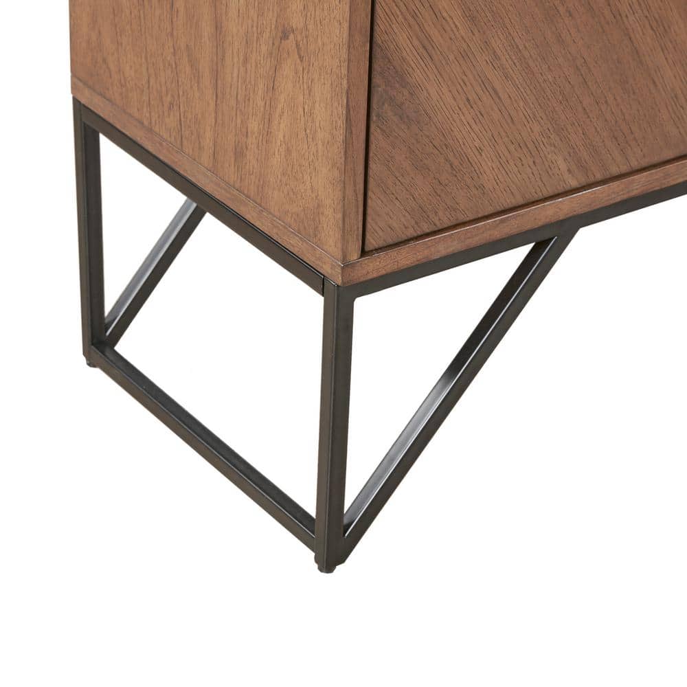 Krista 36" Brown Wood and Metal Accent Cabinet