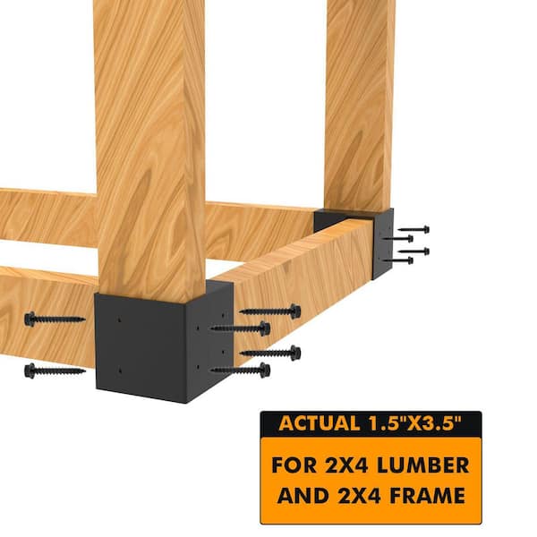 8-Piece Steel Workbench Bracket Kit, 3-Way Right Angle Corner Brackets for 2 x 4 Shed Shelving and Work Table