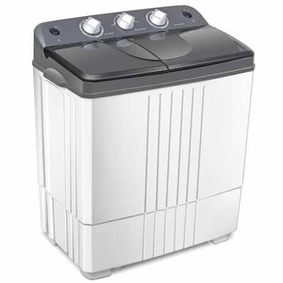 2.4 cu. ft. Portable Top Load Washing Machine Compact Twin Tub 20 lbs. Capacity Washer Spinner in Grey