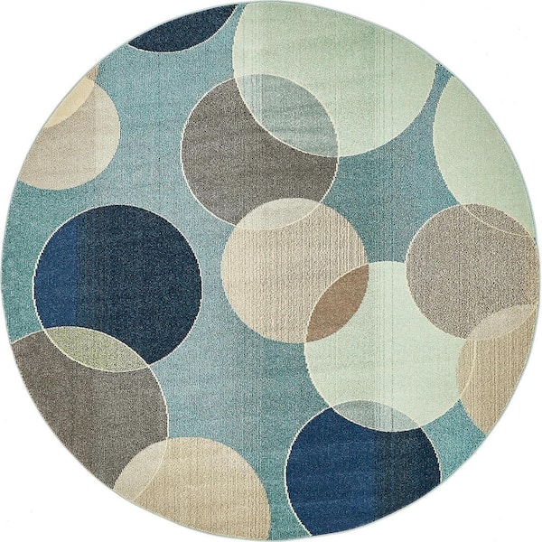 Unique Loom Chromatic Seaside Blue 8' 0 x 8' 0 Round Rug