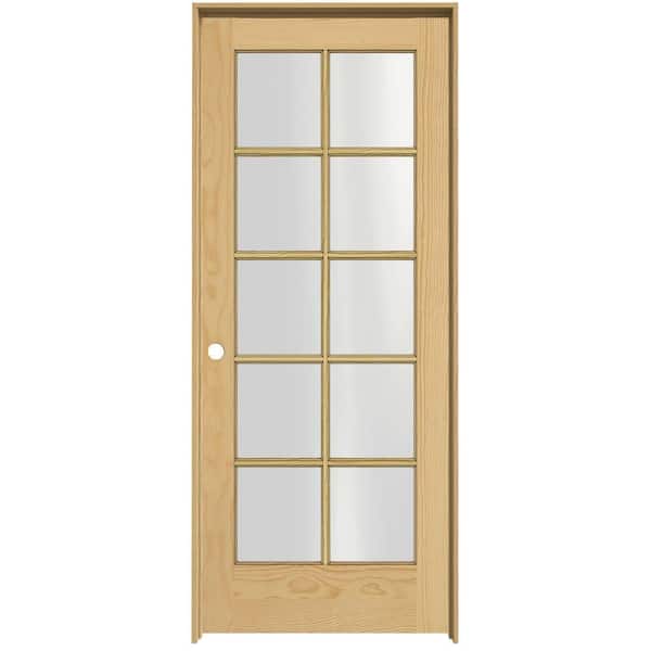 JELD-WEN Woodgrain 10-Lite Unfinished Pine Prehung Interior Door with Pine Jamb-DISCONTINUED