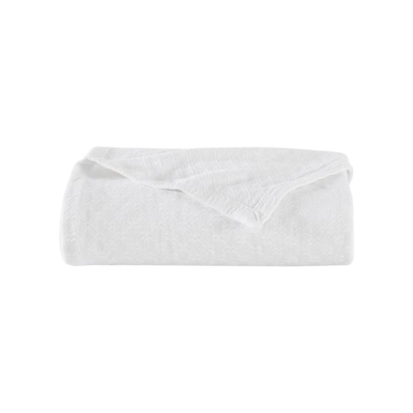 Nautica Ripple Cove 1-Piece White Cotton Twin Blanket