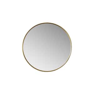 Cascante 28 in. W x 28 in. H Metal Framed Round Bathroom Vanity Mirror in Gold