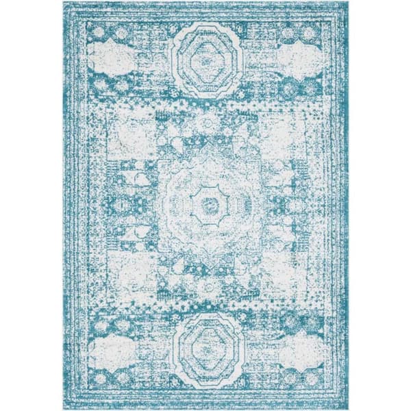 Unique Loom Bromley Wells Turquoise 7 ft. 1 in. x 10 ft. Area Rug