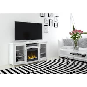 Rossville 54 in. Media Console Electric Fireplace TV Stand in White