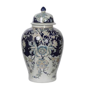 Bryn Blue, Gold, White Large Ginger Jar