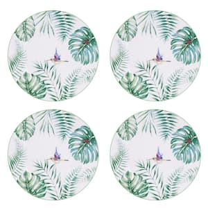 Green Botanical Botanical Porcelain Dinner Plate (Set of 4)