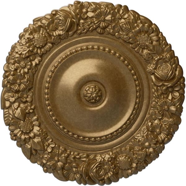 Ekena Millwork 21 in. x 2 in. Marseille Urethane Ceiling Medallion (Fits Canopies upto 7-3/8 in.), Pale Gold
