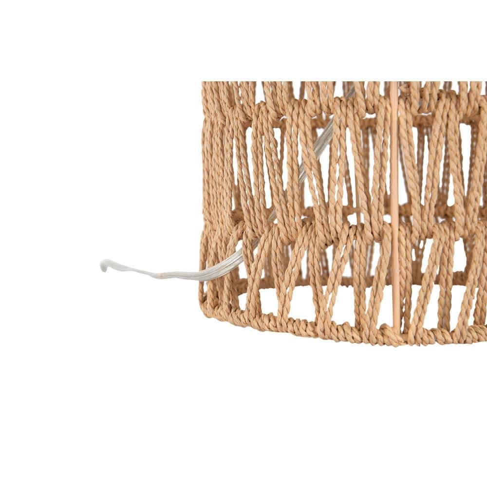 Natural Woven Rope Table Lamp with White Empire Shade