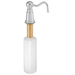 Farmhouse Style Kitchen Sink Deck Mount Liquid Soap/Lotion Dispenser with Refillable 12 oz Bottle, Polished Chrome