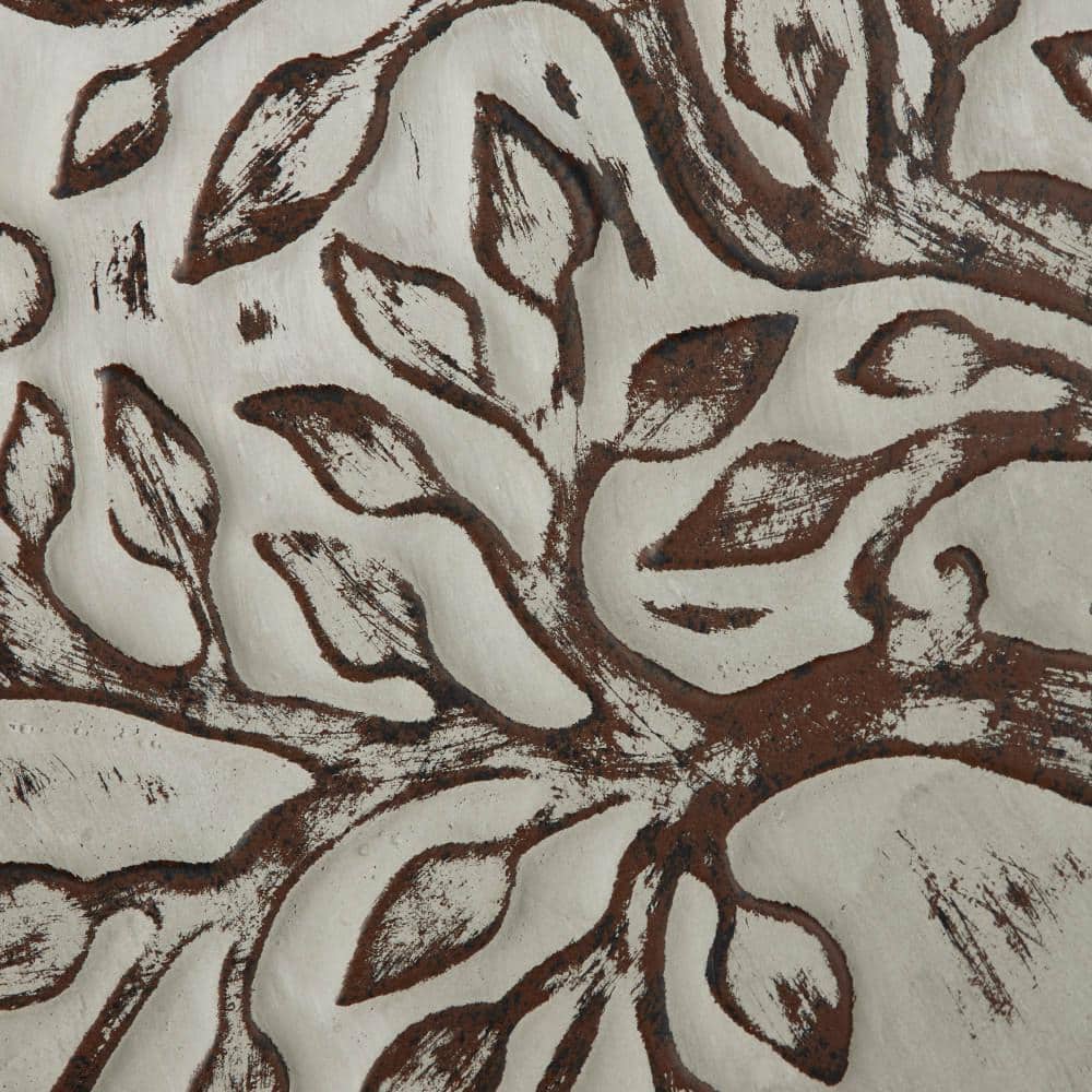 Brown Circular Wooden Tree Wall Decor with Weathered Finish