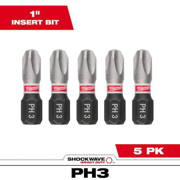 SHOCKWAVE Impact Duty 1 in. Phillips #3 Alloy Steel Insert Bit (5-Pack)