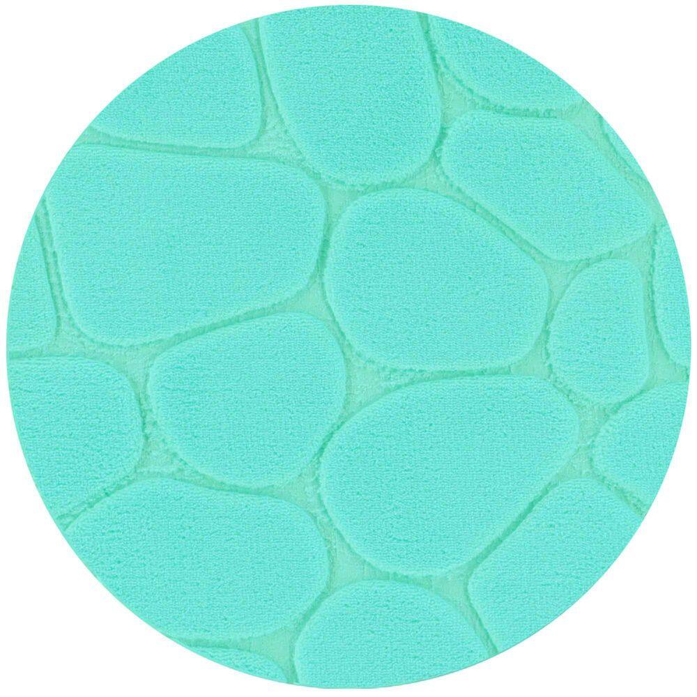 Aqua Blue Memory Foam Contour Bath Mat with 3D Pebble Design